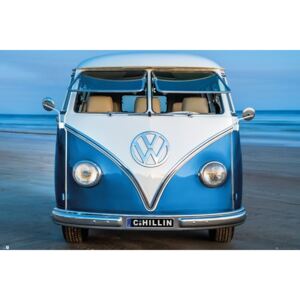 Plakát, Obraz - Volkswagen - Brendan Ray Blue Kombi, (61 x 91,5 cm)