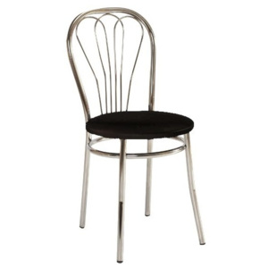 Jídelní kovová židle se sedákem z černé ekokůže KN648