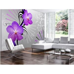 * Abstraktní tapeta - fialová orchidej (300x210 cm) - Murando DeLuxe