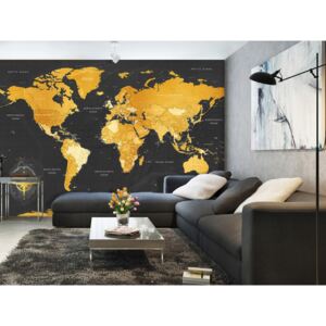 Tapeta mapa světa - zlatá (200x140 cm) - Murando DeLuxe