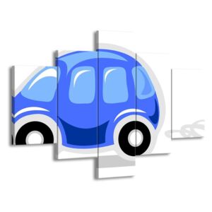 Vícedílný obraz Auto modré kreslené 100x70 cm