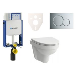 Závěsný set WC Laufen Pro Nordic + modul Geberit Kombifix s tlačítkem Sigma 01 (chrom lesk) SIKOGE2H2