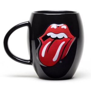 Oválný černý keramický hrnek The Rolling Stones: Jazyk (objem 450 ml)