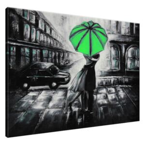 Ručně malovaný obraz Zelený polibek v dešti 115x85cm RM2473A_1AS