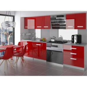 Moderní kuchyňská sestava Infinity Sonik v červené barvě