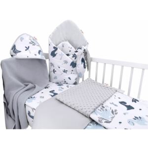 Baby Nellys 6-ti dílná výhodná sada s dárkem pro miminko DINO modrý Bavlna Polyester 100x135 cm, 40x60 cm