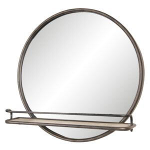 Nástěnné kulaté zrcadlo s poličkou Round - 60*11*60 cm