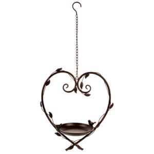 Krmítko pro ptáčky ve tvaru srdce, kovová zahradní dekorace k pověšení. UM0837