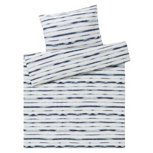 MERADISO® Ložní prádlo Renforcé, 140 x 200 cm (pruhy bílá/modrá)