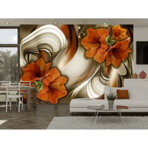 Tapeta Motýlí tanec v oranžové (150x105 cm) - Murando DeLuxe