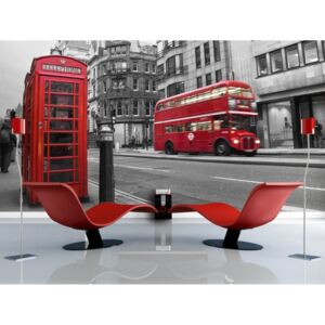 Fototapeta - šedo červený Londýn (150x116 cm) - Murando DeLuxe