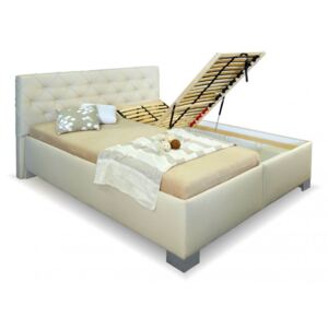 Zvýšená čalouněná postel s úložným prostorem MARINETA , 160x200 cm, EB - mikroplyš