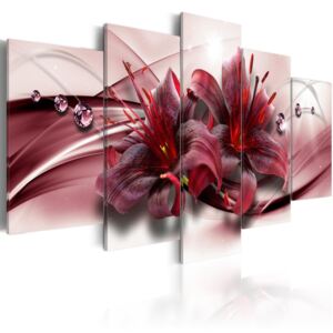 Vícedílný obraz - Vínová lilie (100x50 cm) - Murando DeLuxe