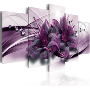 Pětidílné obrazy - fialové lilie (100x50 cm) - Murando DeLuxe