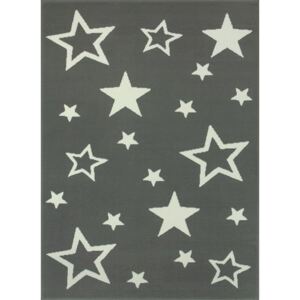 Dětský kusový koberec KIDS 533744/51911 tmavě šedý-hvězdy Rozměr: 80x150 cm