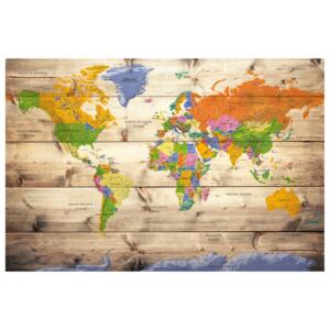 Mapa na korkové tabuli - mapa na dřevě s barevnými cestami (60x40 cm) - Murando DeLuxe