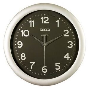 Secco Stříbrné nástěnné hodiny, Průměr 28 cm