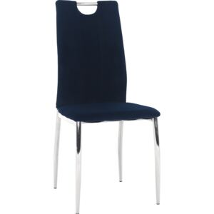 Tempo Kondela Jídelní židle OLIVA NEW, modrá Velvet látka/chrom