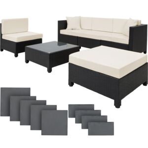 Tectake 400836 zahradní ratanový nábytek s hliníkovým rámem vč. povlaků ve 2 barvách, varianta 1 - černá
