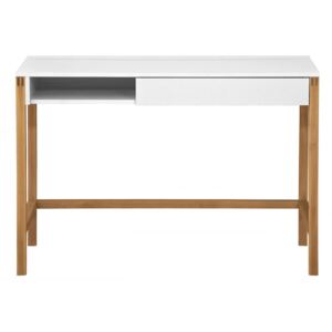 Bílý pracovní stůl Woodman Northgate s dubovou podnoží 112x60 cm