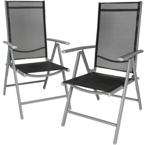 Tectake 401631 2 zahradní židle hliníkové - černá/stříbrná