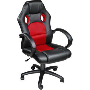 Tectake 400772 kancelářská židle ve sportovním stylu - černá/červená