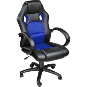 Tectake 400773 kancelářská židle ve sportovním stylu - černá/modrá