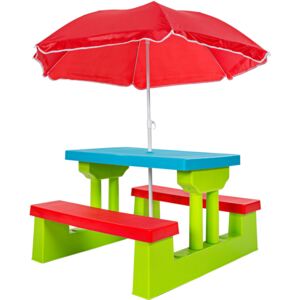 Tectake 401645 dětský zahradní nábytek lavička stůl slunečník - barevná