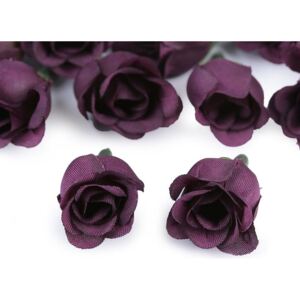 Umělý květ růže Ø25 mm barva 8 fialová tmavá, 200 ks