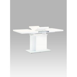 Autronic Jídelní stůl rozkládací 120+40x80 cm, vysoký lesk bílý HT-655 WT