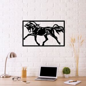 Černá kovová nástěnná dekorace Horse Two, 70 x 50 cm