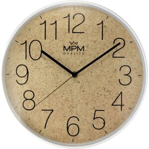 MPM Hnědé nástěnné kulaté hodiny MPM E01.4046.0051