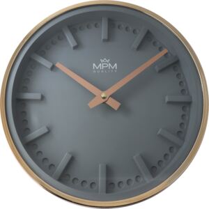 MPM Šedé kulaté nástěnné hodiny MPM MPM Rose Modern - E01.3902