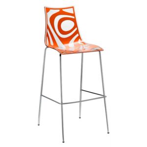 SCAB - Barová židle WAVE nízká - oranžová/chrom