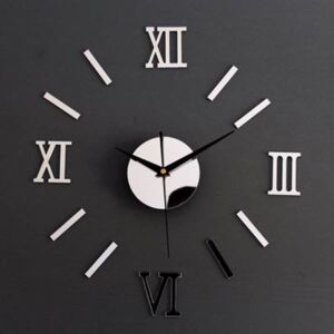 KIK Designové 3D nalepovací hodiny Římské 130 cm stříbrné