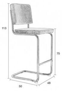 Zuiver Barová židle RIDGE KINK RIB, světle šedá 1500023