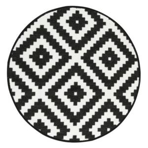 Kulatý koberec Romby 91 černý / bílý pogumovaný Rozměr: průměr 90 cm
