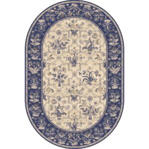Oválný vlněný koberec Agnella Isfahan Olandia Tmavě modrý Rozměr: 160x240 cm