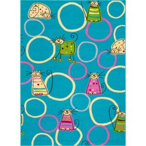 Dětský kusový koberec Agnella Funky Top Super Feline Modrý Rozměr: 160x220 cm