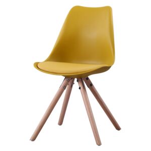 Artium Jídelní židle, žlutá plast + ekokůže, masiv buk - CT-233 YEL