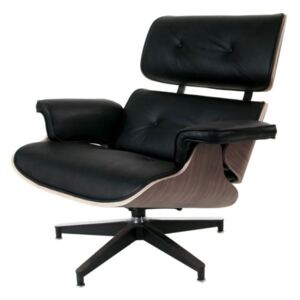 Křeslo Vip inspirované Lounge Chair černá kůže černá / ořech