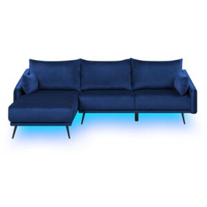 Rohová sedací souprava Yrso (modrá) (s LED osvětlením) (L)