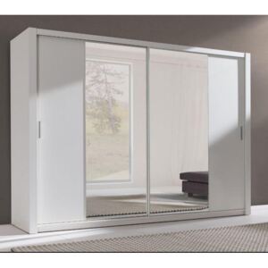 Šatní skříň 200 cm - bílá/zrcadlo