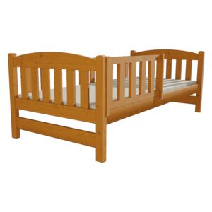 Masivní dřevěná postel se zábranou a lamelovým roštem DP 002 XL šířka 120 a 140 cm
