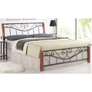 Manželská postel dvoulůžko CS4020, dřevo-kov, 160x200 , 160x200 cm
