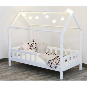 DIP-MAR Dětská postel domeček s bočnicí R01 bílý 80X160 cm