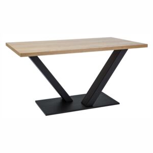 Jídelní stůl - VECTOR, 180x90 cm, dýha dub/černá