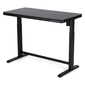 Výškově nastavitelný stůl Liftor černý – kompletní setup, Deska z tvrzeného skla 1200 × 600 mm
