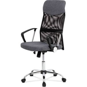 Kancelářská židle, houpací mech., šedá látka + černá MESH, kovový kříž KA-E301 GREY Art