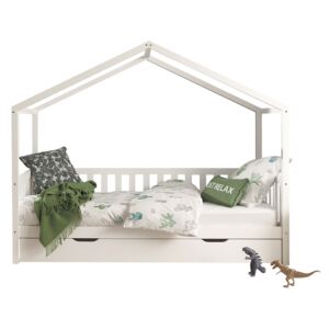 Bílá dřevěná dětská postel se zásuvkou Vipack Dallas 200 x 90 cm